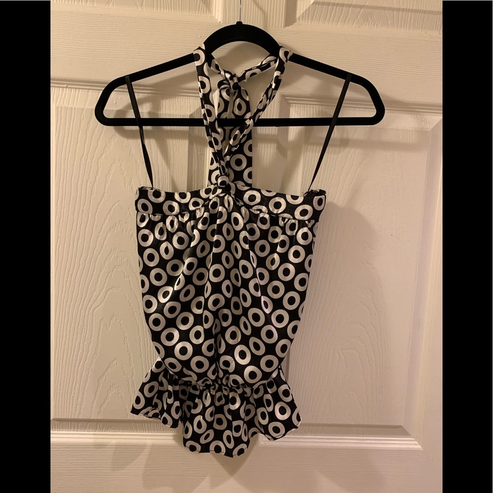 WHBM Black/White Polka Dot Halter Top